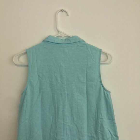SOFT SURROUNDINGS Danielle Button Tank Aqua Blue Sleeveless 100% Cotton Top XS - Picture 13 of 14